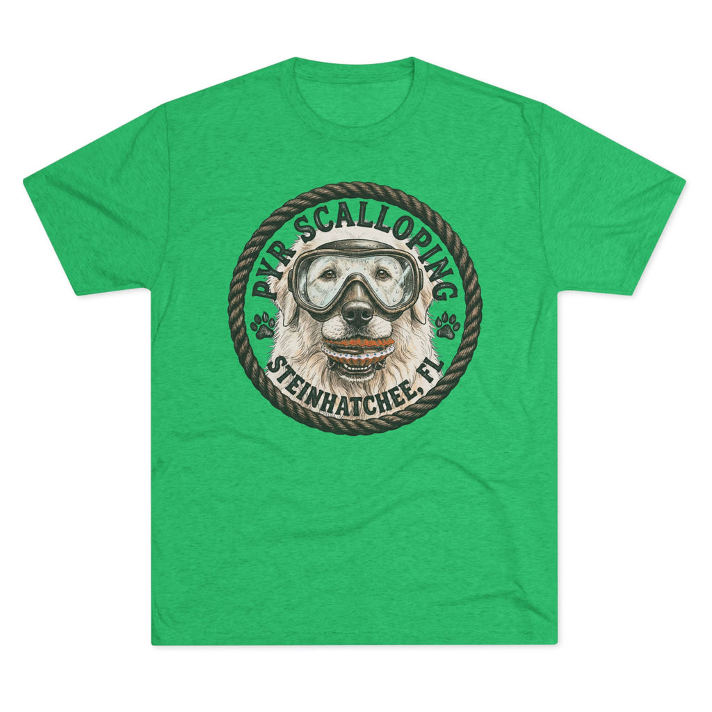 Scalloping Pup Graphic Tee — "Pup Scalloping" Steinhatchee FL Dog Snorkel T-Shirt