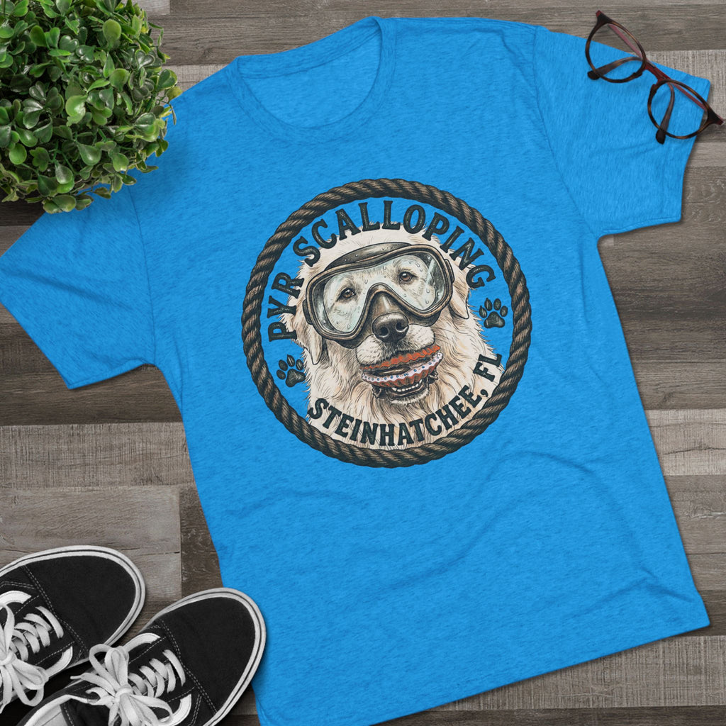 Scalloping Pup Graphic Tee — "Pup Scalloping" Steinhatchee FL Dog Snorkel T-Shirt