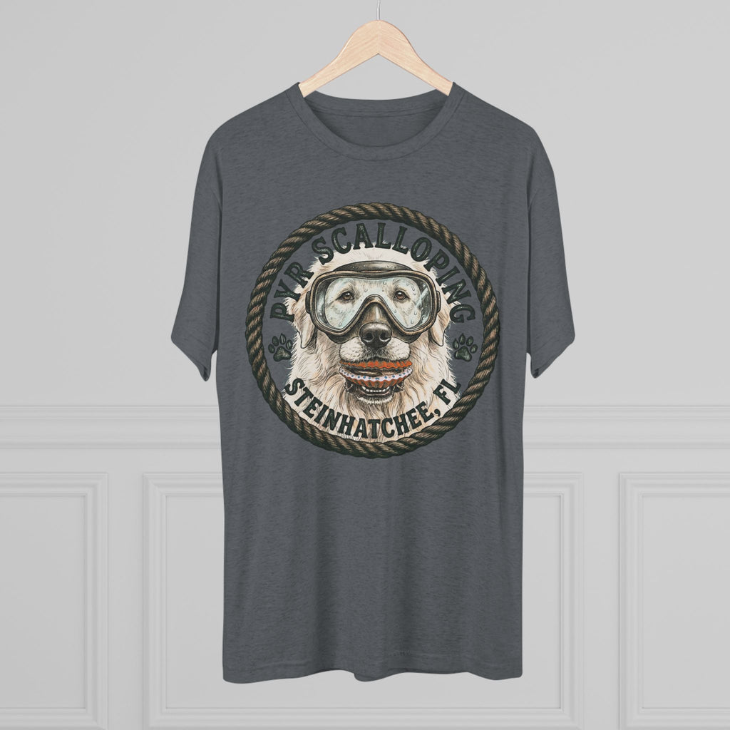 Scalloping Pup Graphic Tee — "Pup Scalloping" Steinhatchee FL Dog Snorkel T-Shirt