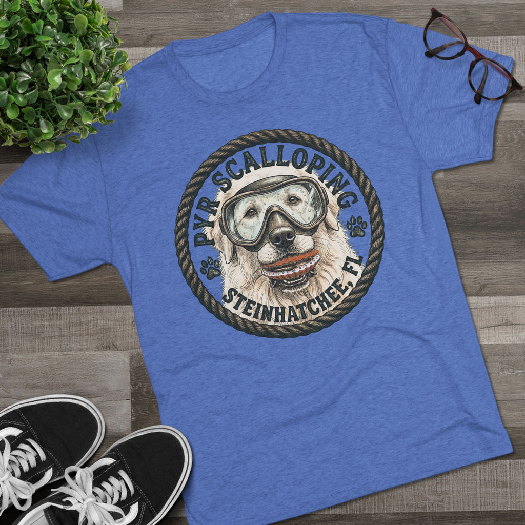 Scalloping Pup Graphic Tee — "Pup Scalloping" Steinhatchee FL Dog Snorkel T-Shirt