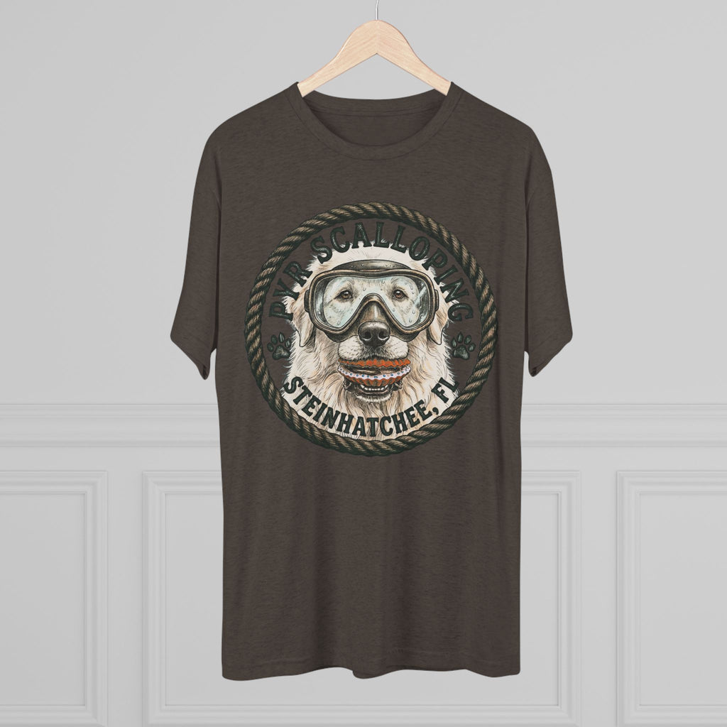 Scalloping Pup Graphic Tee — "Pup Scalloping" Steinhatchee FL Dog Snorkel T-Shirt