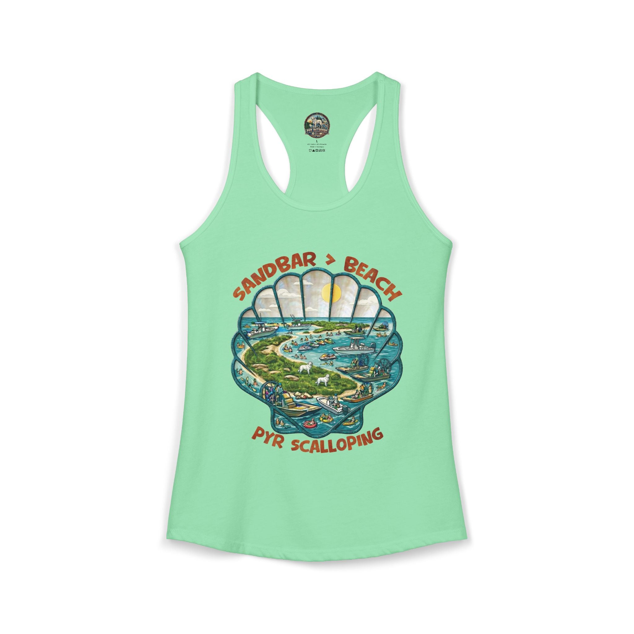 Pyr Scalloping Sandbar>Beach Women's Racerback Tank
