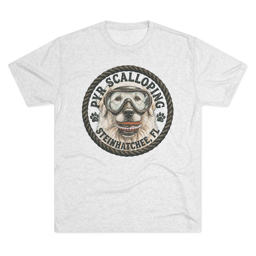 Scalloping Pup Graphic Tee — "Pup Scalloping" Steinhatchee FL Dog Snorkel T-Shirt
