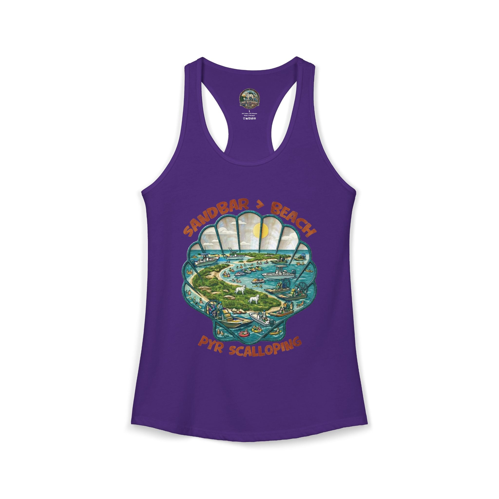 Pyr Scalloping Sandbar>Beach Women's Racerback Tank
