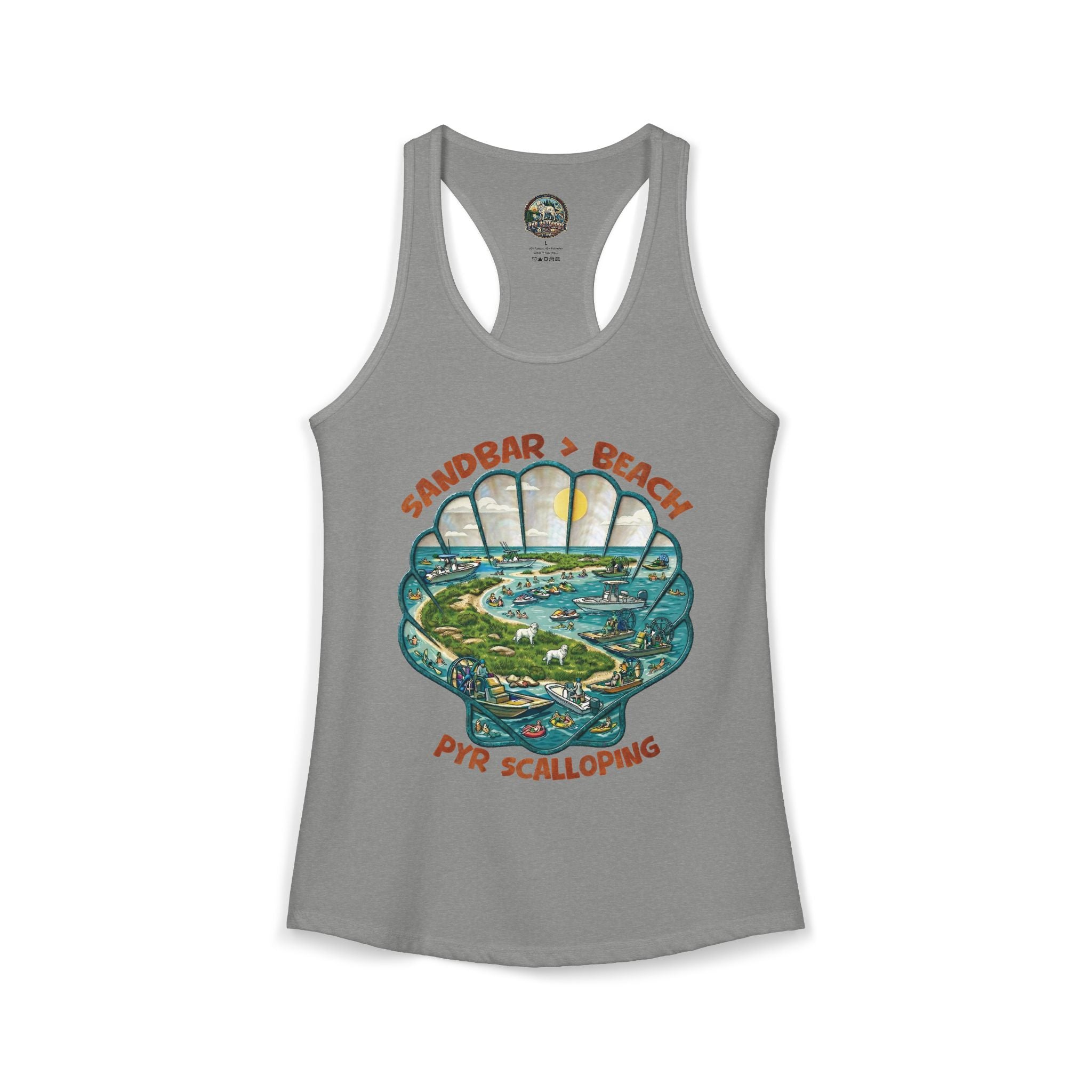 Pyr Scalloping Sandbar>Beach Women's Racerback Tank