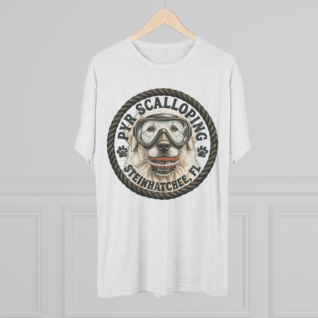 Scalloping Pup Graphic Tee — "Pup Scalloping" Steinhatchee FL Dog Snorkel T-Shirt